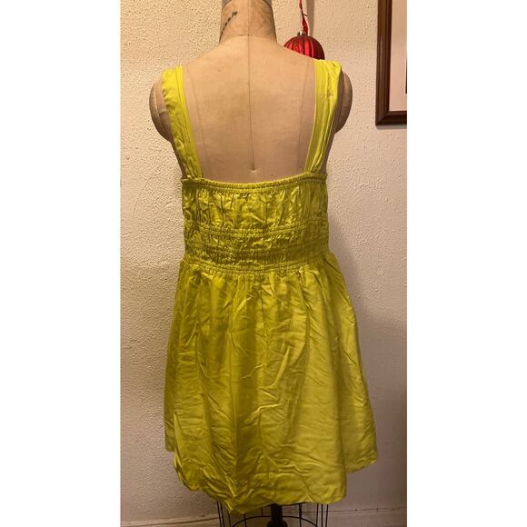 Topshop Channeled Mini Dress in Chartreuse NWT Size 12 - Picture 3 of 11
